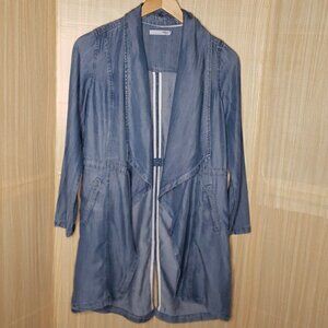 Max Jeans Womens Open Front Denim Look Tencel Duster XS